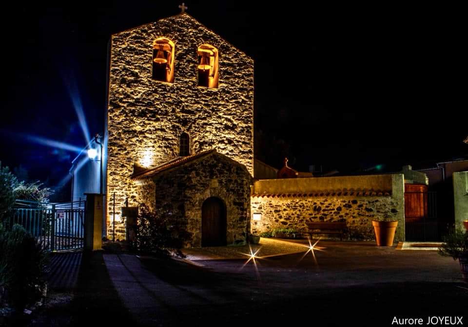 éclairage église de Prats de Sournia  lanuit